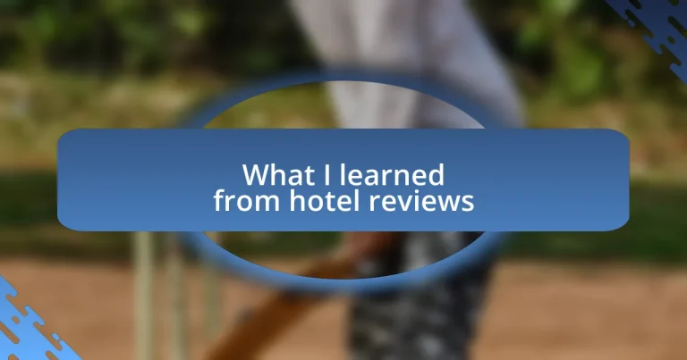 What I learned from hotel reviews