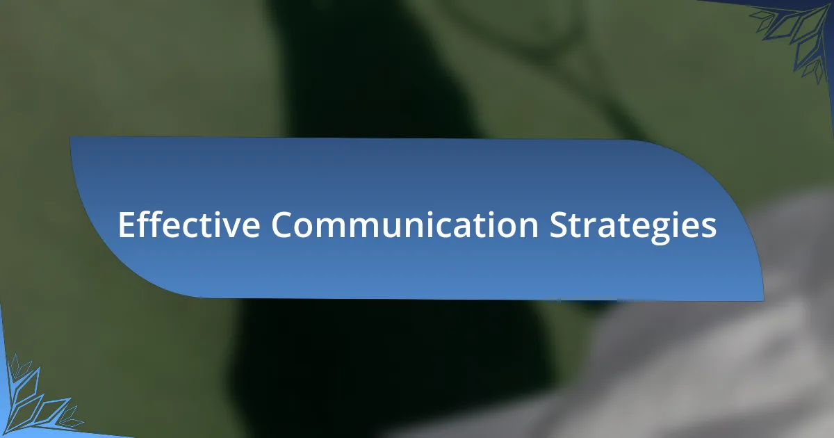 Effective Communication Strategies