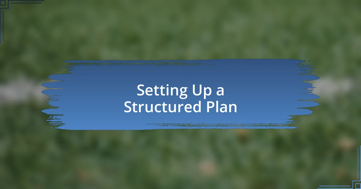 Setting Up a Structured Plan