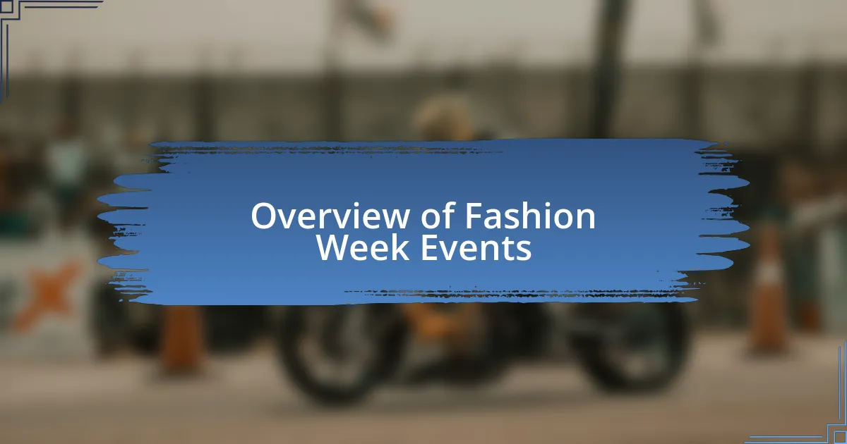 Overview of Fashion Week Events