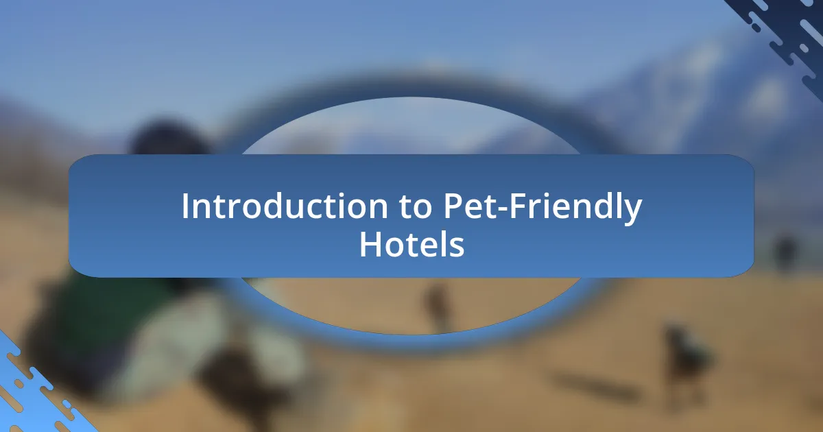 Introduction to Pet-Friendly Hotels