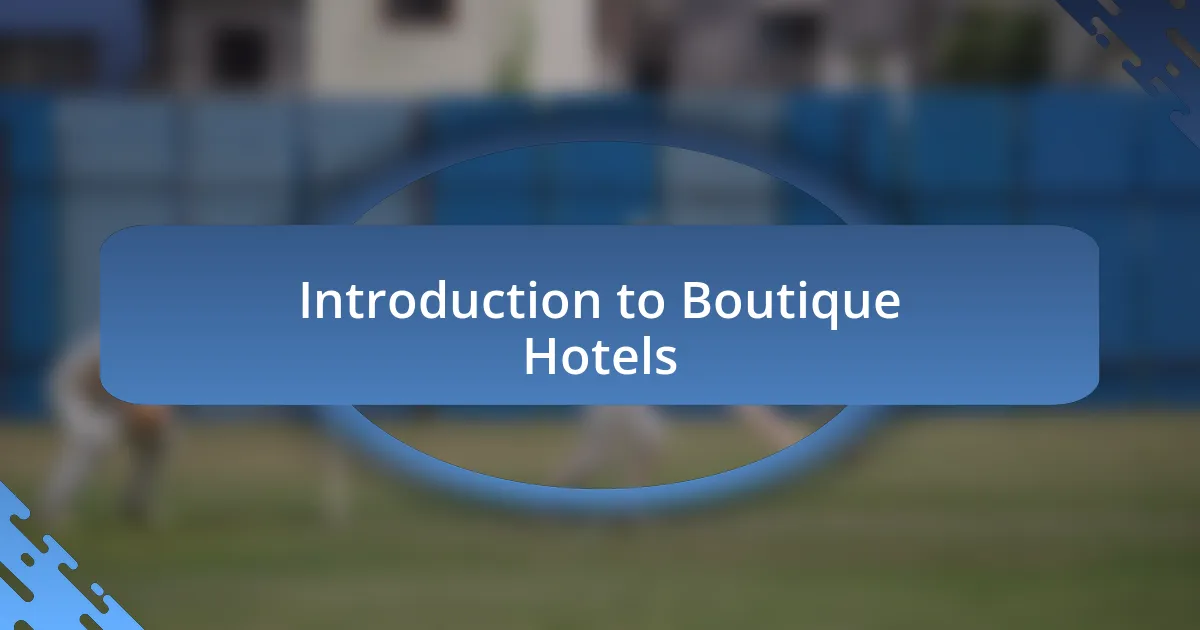 Introduction to Boutique Hotels