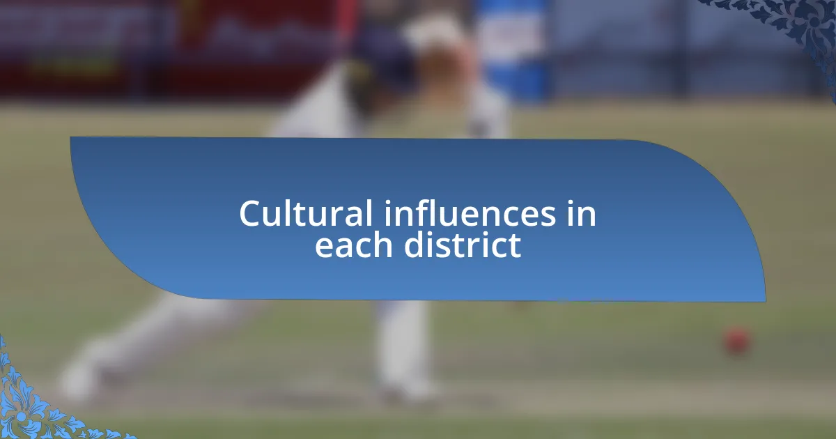 Cultural influences in each district