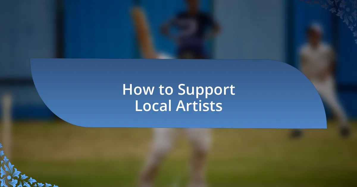 How to Support Local Artists